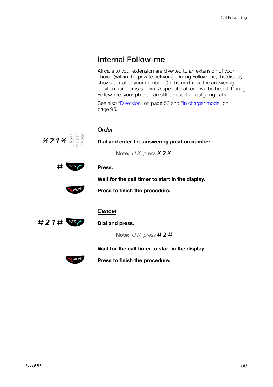 Internal follow-me, Internal, Follow-me | See also, 21# ь ы | Ericsson DT59C User Manual | Page 59 / 108