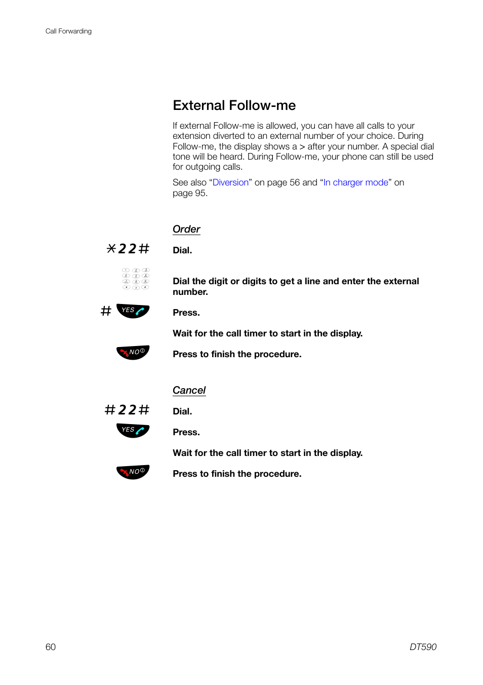 External follow-me, External follow | Ericsson DT59C User Manual | Page 60 / 108