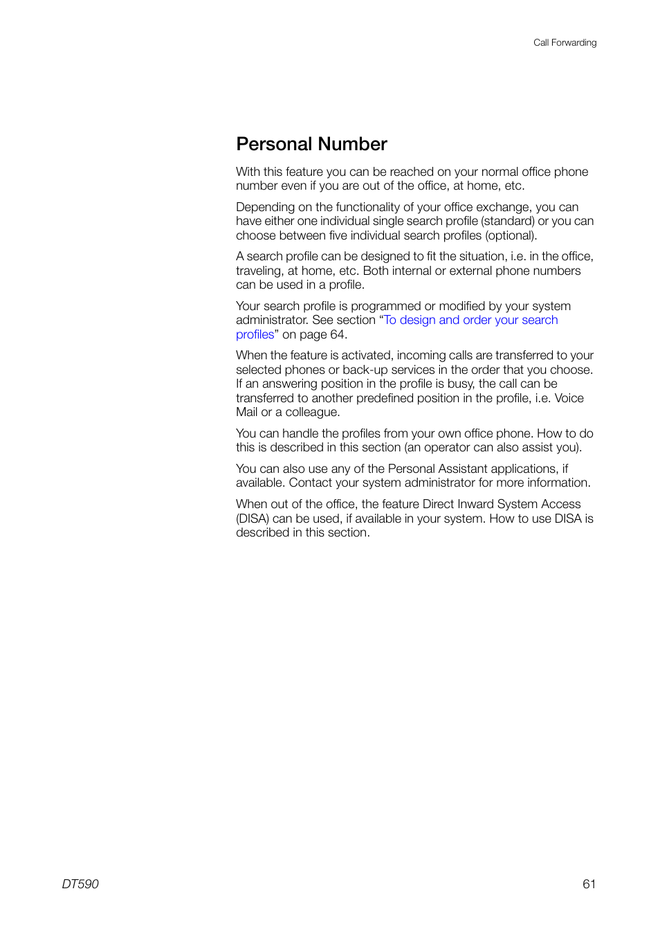 Personal number | Ericsson DT59C User Manual | Page 61 / 108