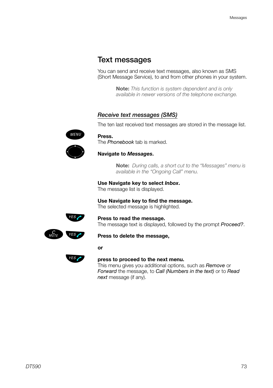 Text messages | Ericsson DT59C User Manual | Page 73 / 108