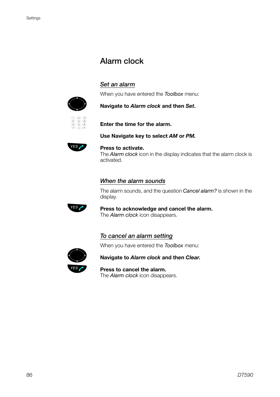 Alarm clock | Ericsson DT59C User Manual | Page 86 / 108