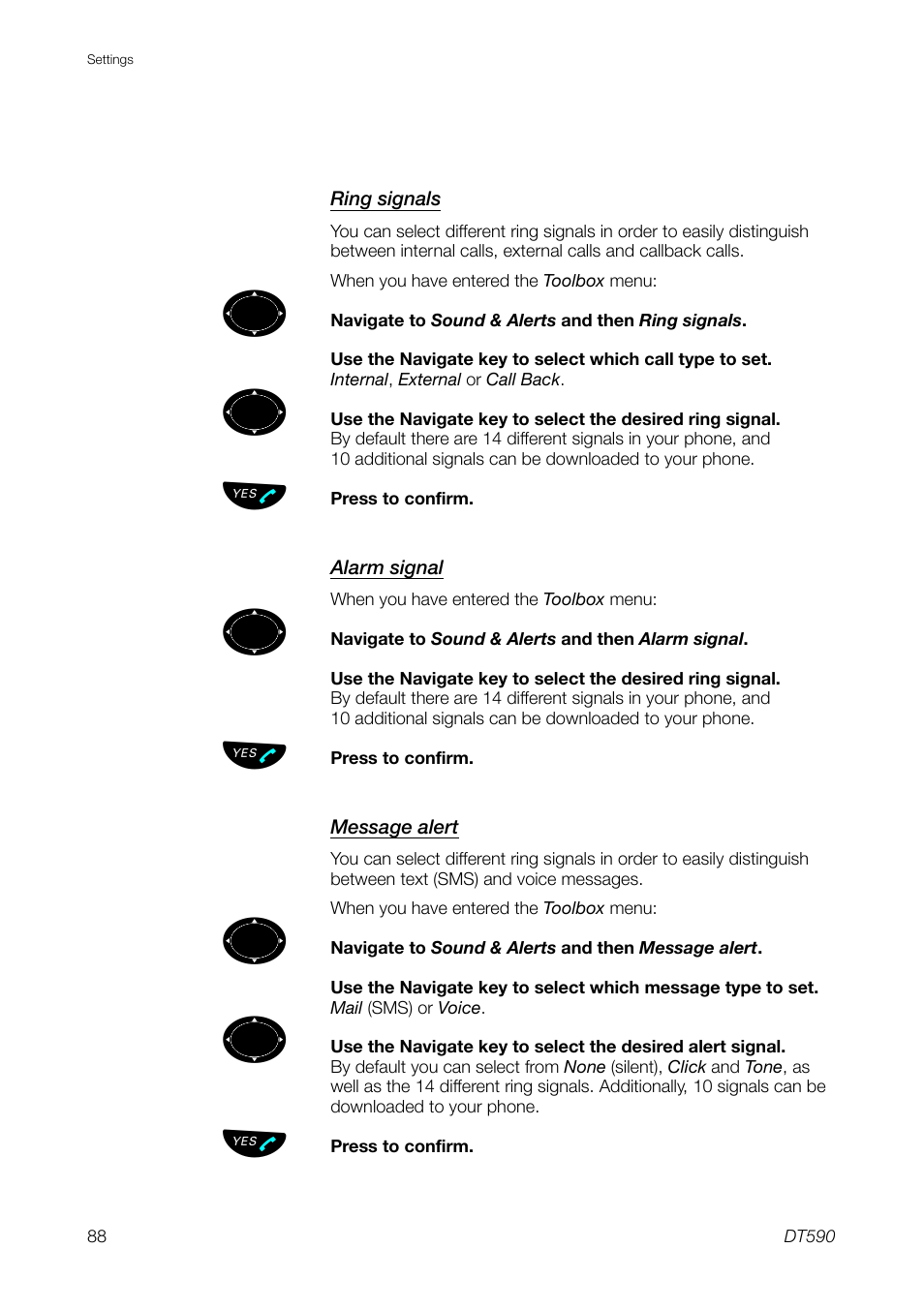 Ring signals | Ericsson DT59C User Manual | Page 88 / 108