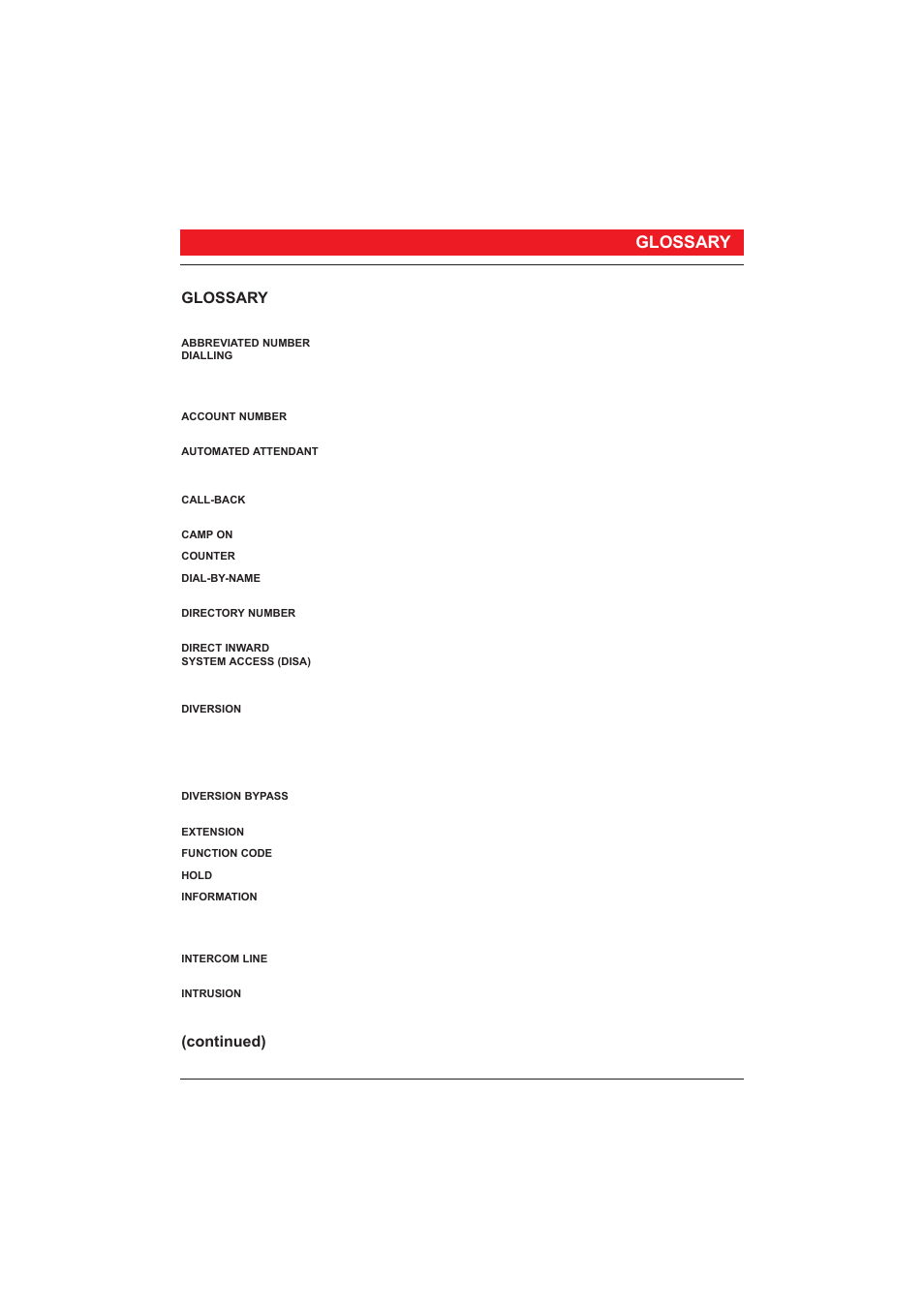 Glossary, Continued) | Ericsson 250 User Manual | Page 55 / 64