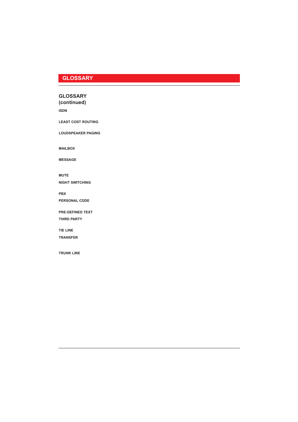 Glossary, Glossary (continued) | Ericsson 250 User Manual | Page 56 / 64