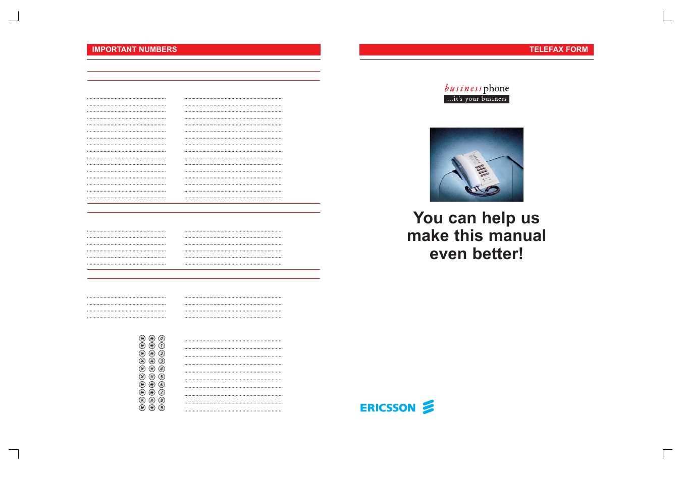 You can help us make this manual even better | Ericsson 250 User Manual | Page 63 / 64