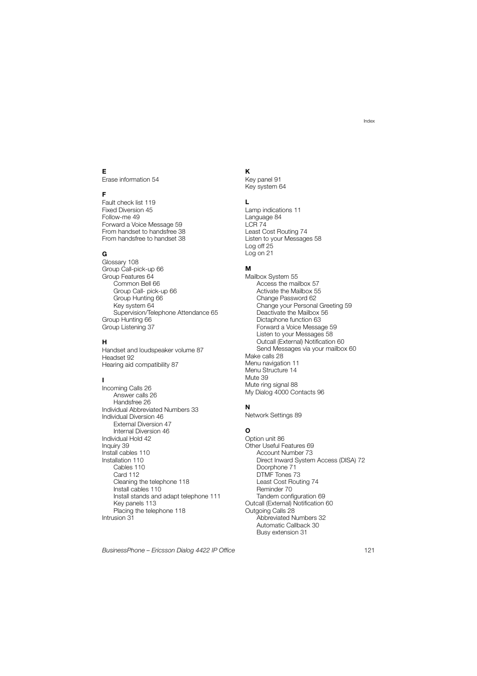 Ericsson 4422 User Manual | Page 121 / 128