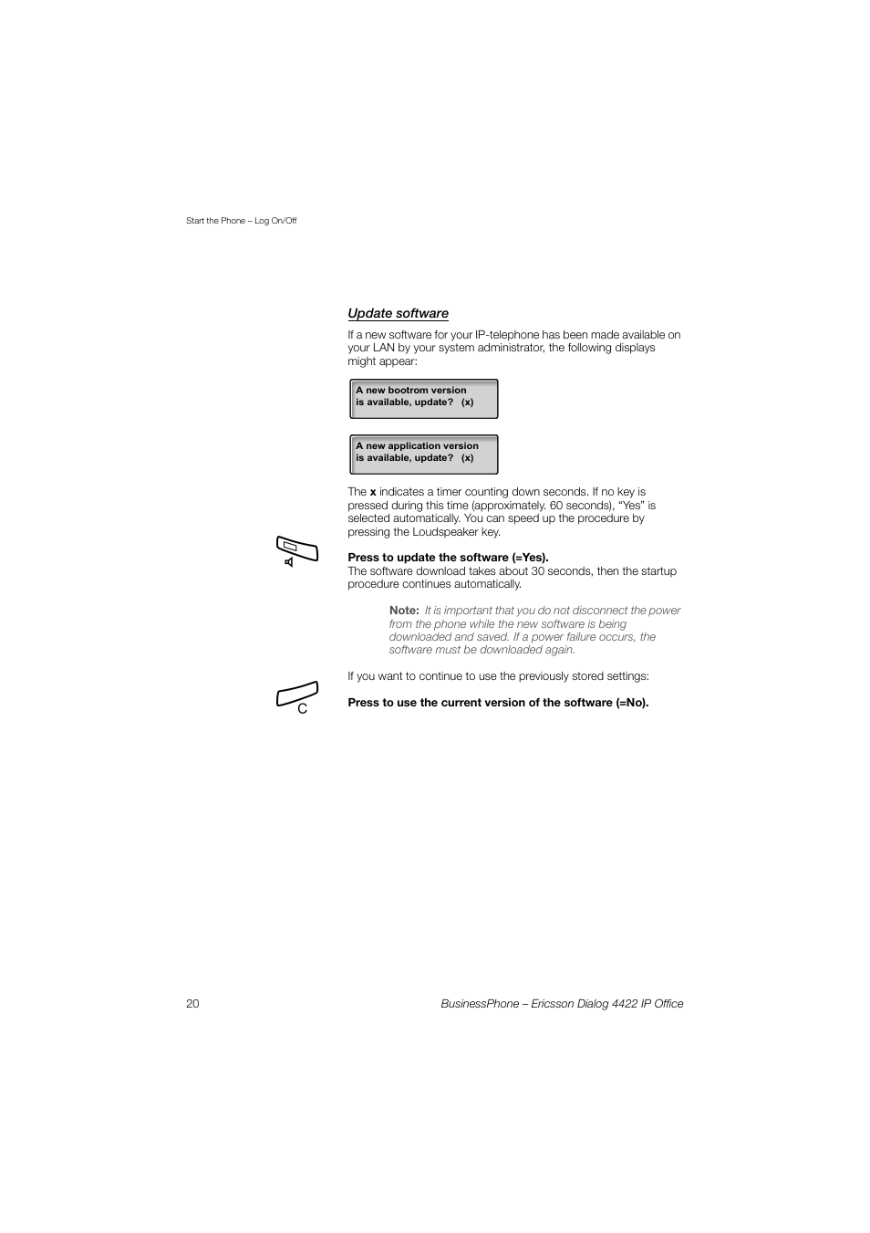 Update software | Ericsson 4422 User Manual | Page 20 / 128