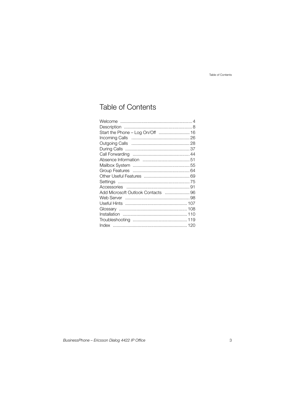 Ericsson 4422 User Manual | Page 3 / 128