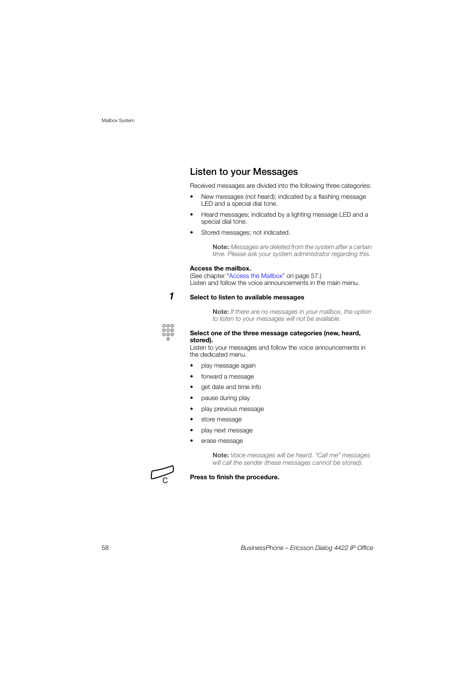 Listen to your messages | Ericsson 4422 User Manual | Page 58 / 128