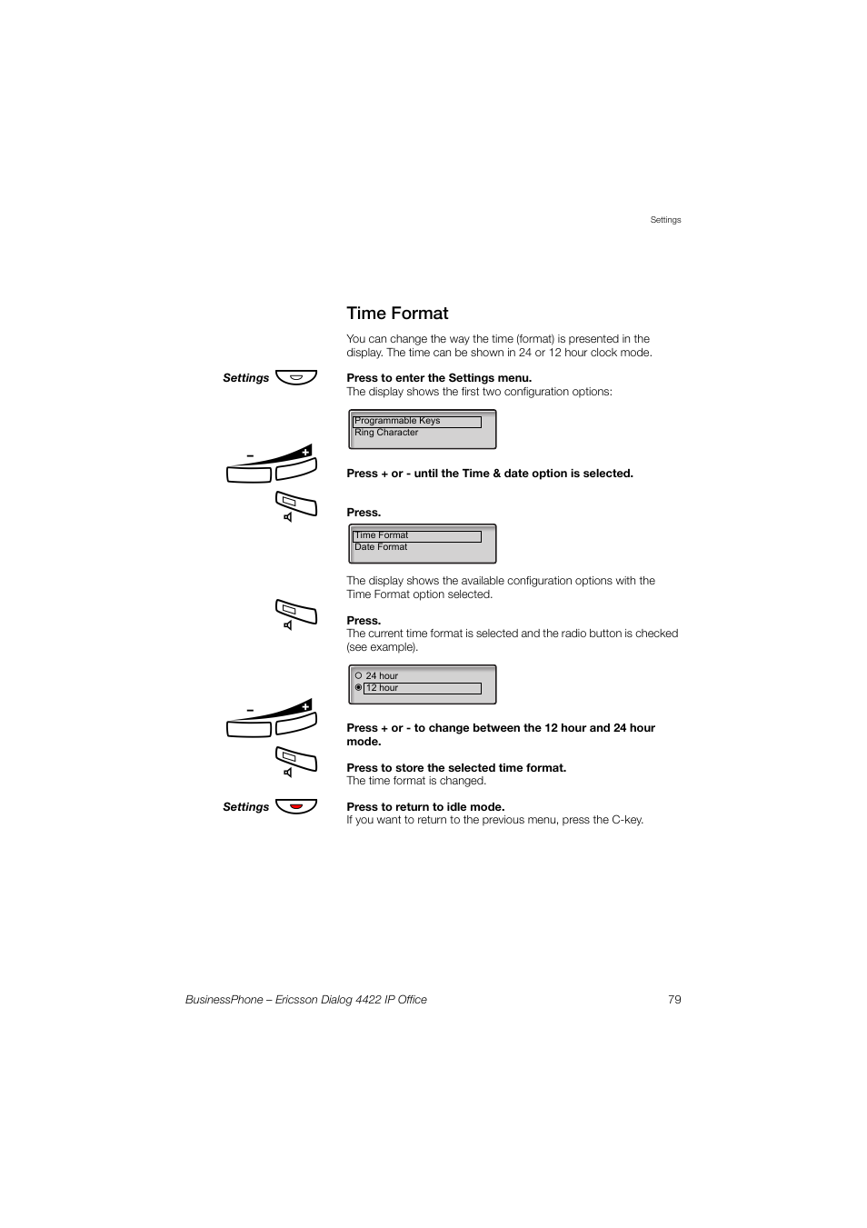 Time format | Ericsson 4422 User Manual | Page 79 / 128