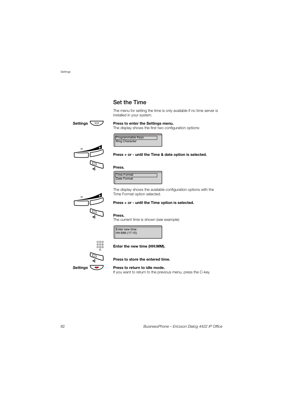 Set the time | Ericsson 4422 User Manual | Page 82 / 128