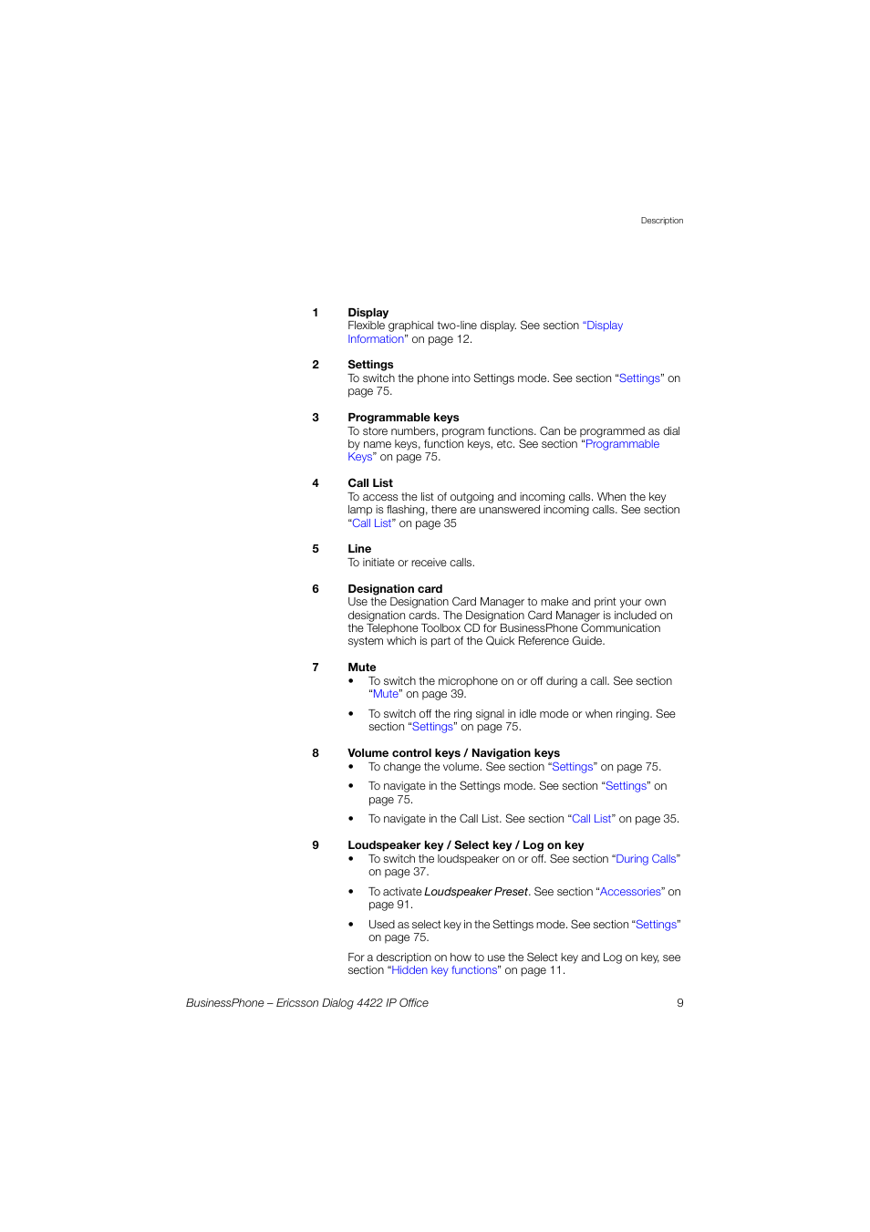 Ericsson 4422 User Manual | Page 9 / 128