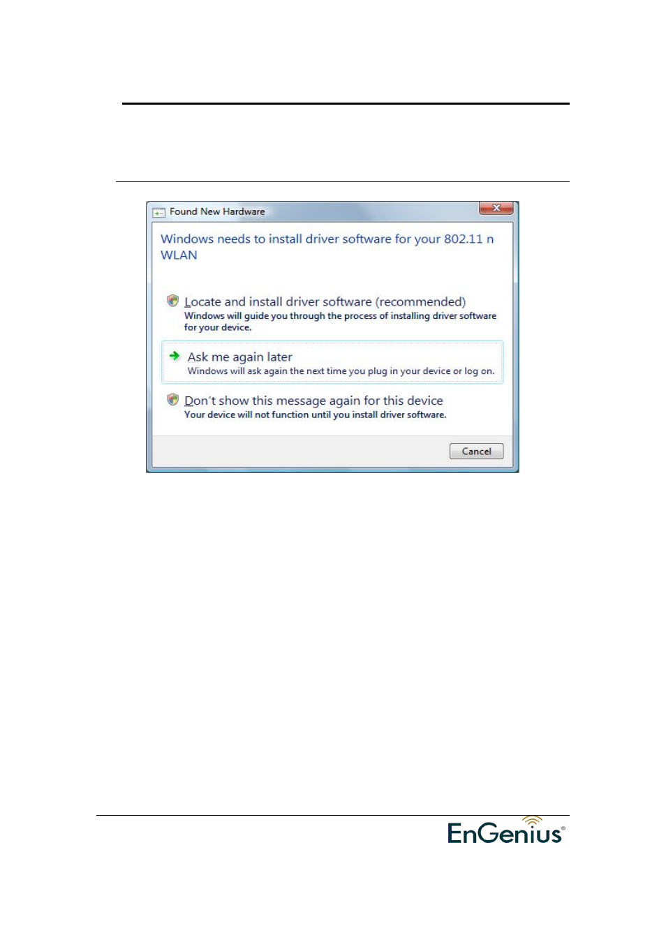 Appendix a – driver installation for windows vista | Ericsson EUB-9701 EXT2 User Manual | Page 31 / 38