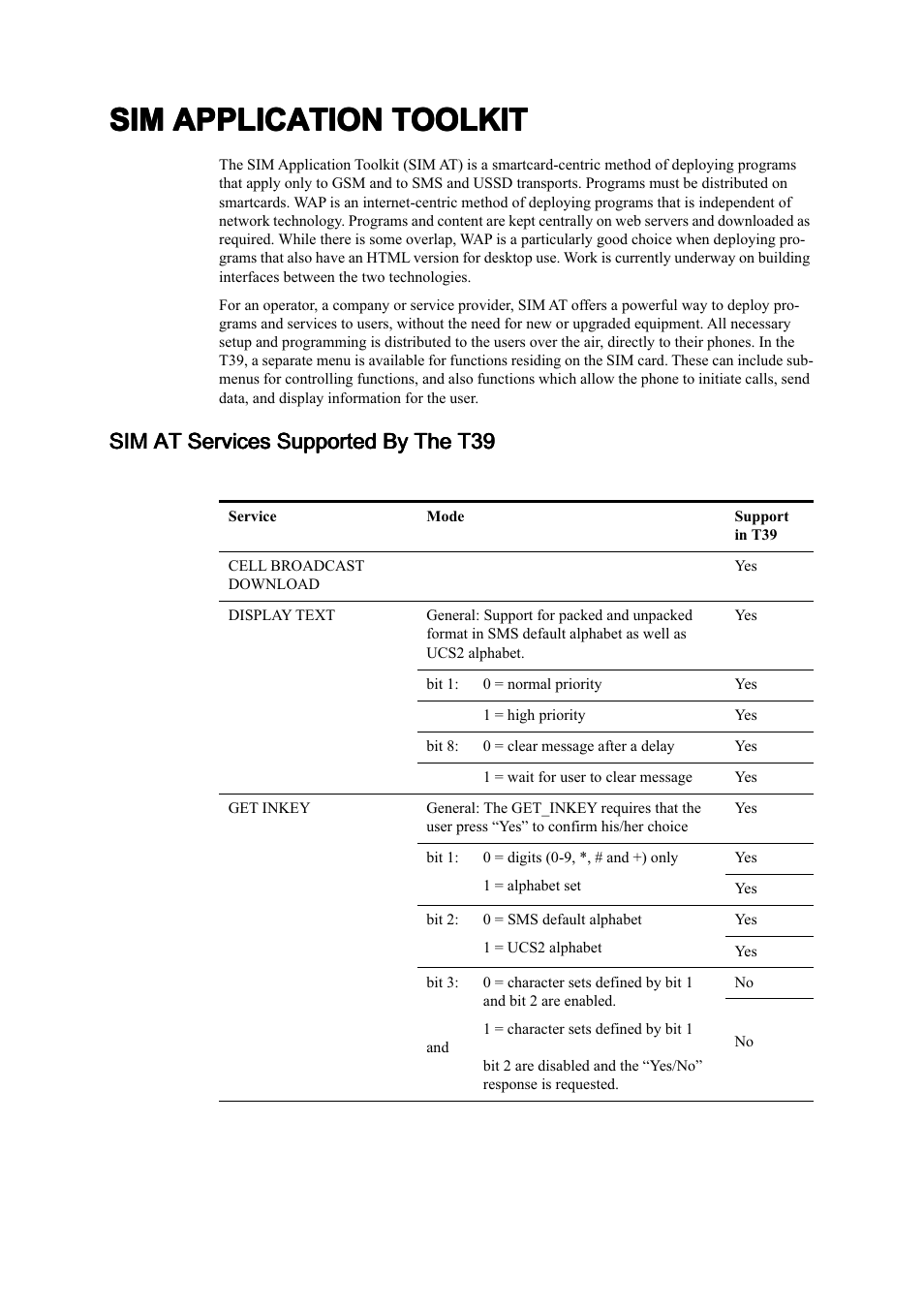 Sim application toolkit | Ericsson T39 User Manual | Page 35 / 59