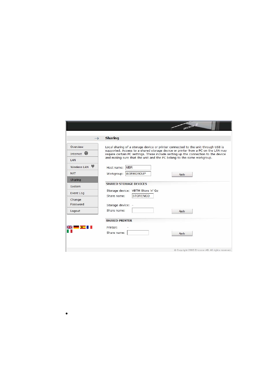 8 file and printer sharing | Ericsson W3X User Manual | Page 58 / 98