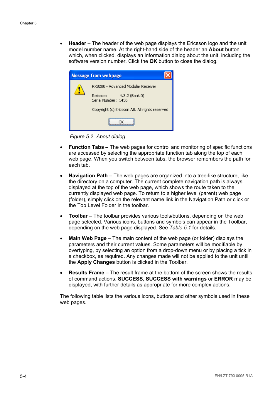 Figure 5.2, About dialog -4 | Ericsson RX8000 Series User Manual | Page 120 / 236