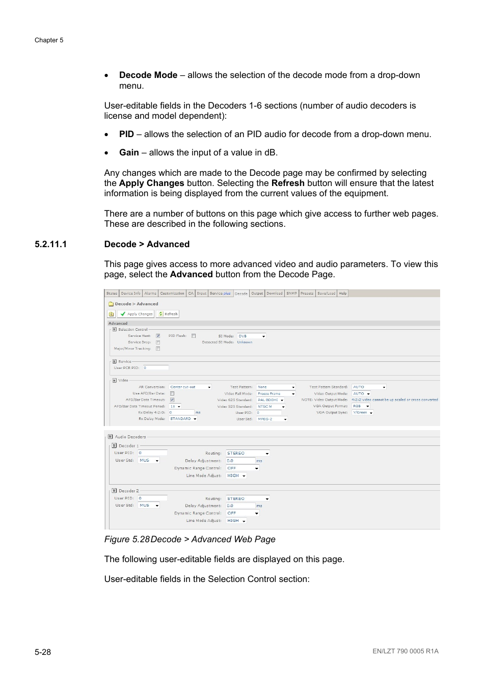1 decode > advanced, Decode > advanced -28, Figure 5.28 | Ericsson RX8000 Series User Manual | Page 144 / 236