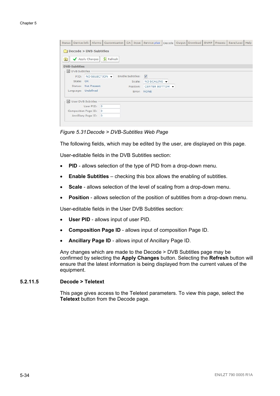 5 decode > teletext, Decode > teletext -34, Figure 5.31 | Ericsson RX8000 Series User Manual | Page 150 / 236