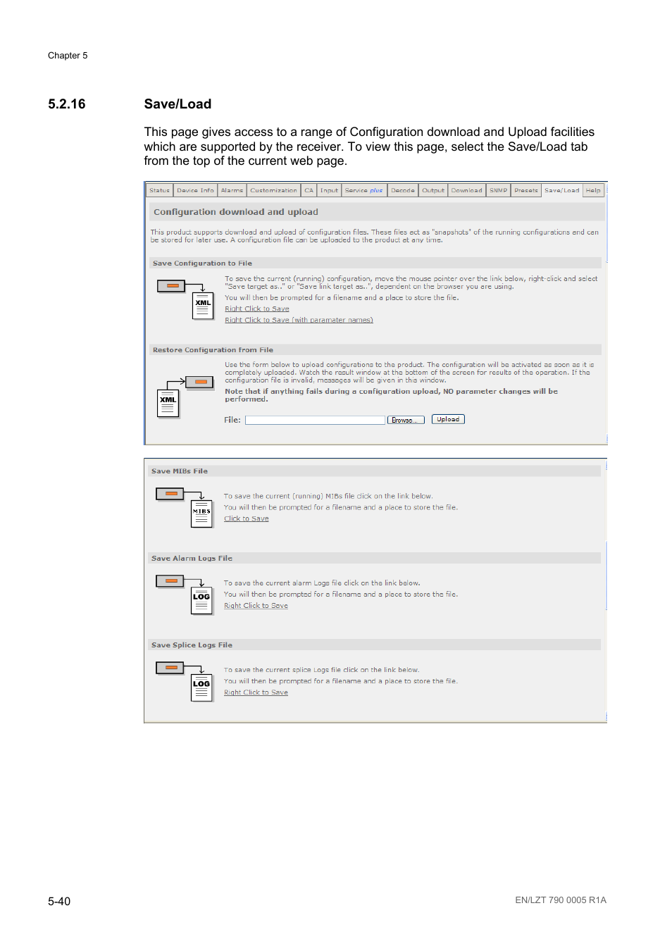 16 save/load, Save/load -40 | Ericsson RX8000 Series User Manual | Page 156 / 236