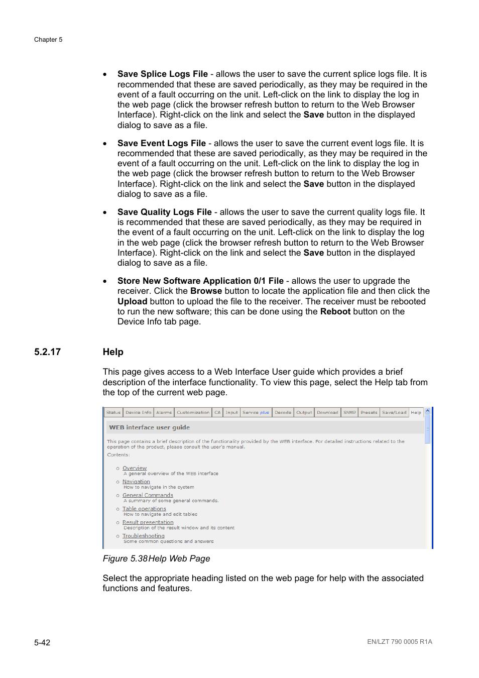 17 help, Help -42, Figure 5.38 | Ericsson RX8000 Series User Manual | Page 158 / 236