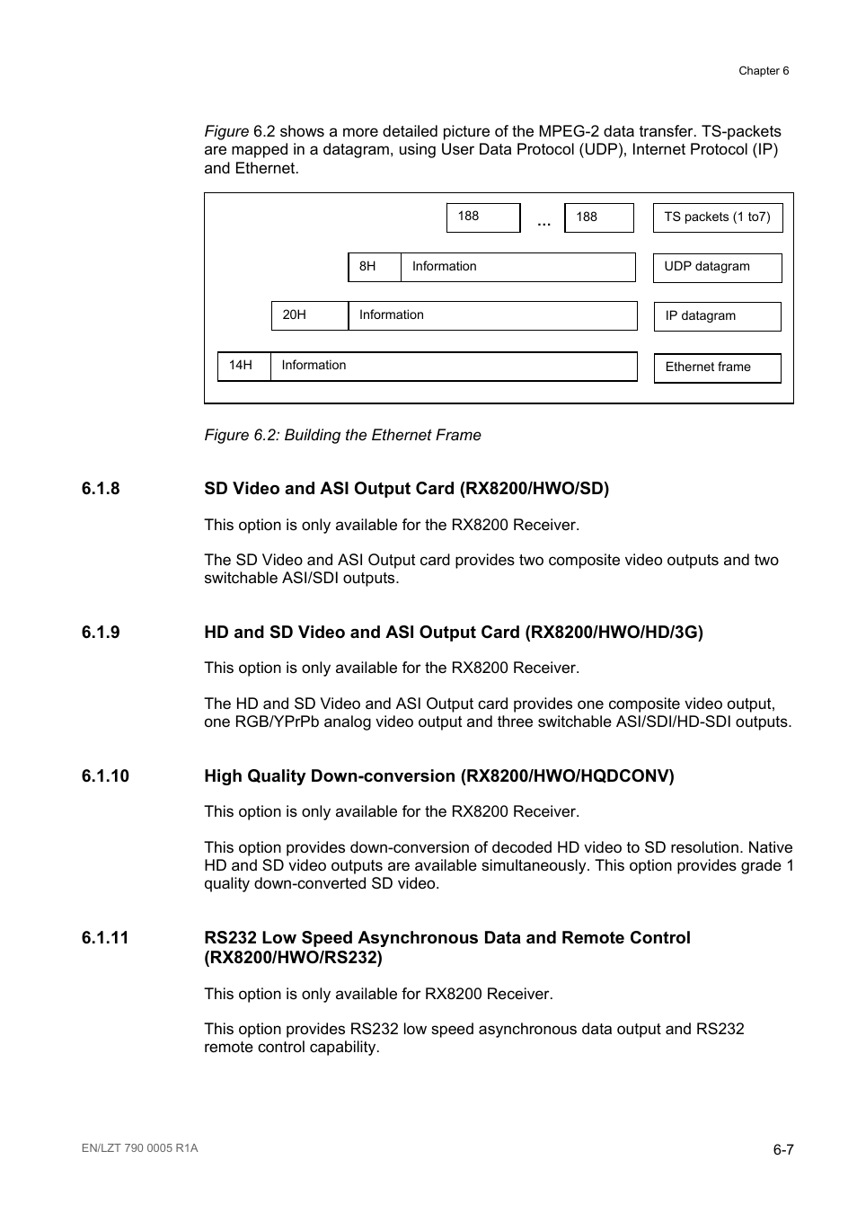 8 sd video and asi output card (rx8200/hwo/sd), Sd video and asi output card (rx8200/hwo/sd) -7, Figure 6.2: building the ethernet frame -7 | Ericsson RX8000 Series User Manual | Page 165 / 236