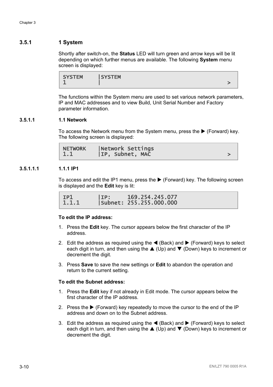 1 1 system, 1 1.1 network, 1 1.1.1 ip1 | 1 system -10, 1 network -10 | Ericsson RX8000 Series User Manual | Page 58 / 236