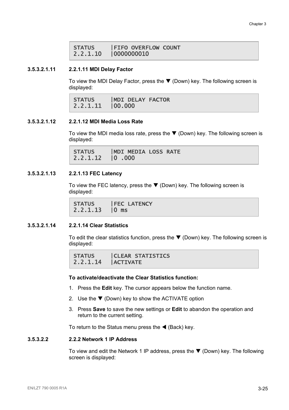 2 2.2.2 network 1 ip address | Ericsson RX8000 Series User Manual | Page 73 / 236