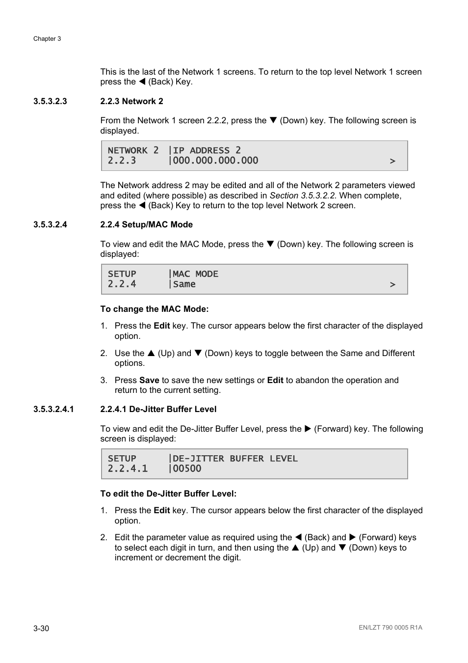 3 2.2.3 network 2, 4 2.2.4 setup/mac mode | Ericsson RX8000 Series User Manual | Page 78 / 236
