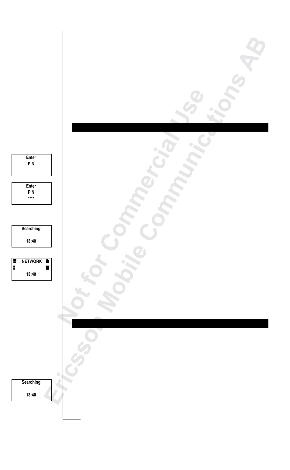 Turning your phone on and off 14, Turning your phone on and off | Ericsson R250s Pro User Manual | Page 17 / 126