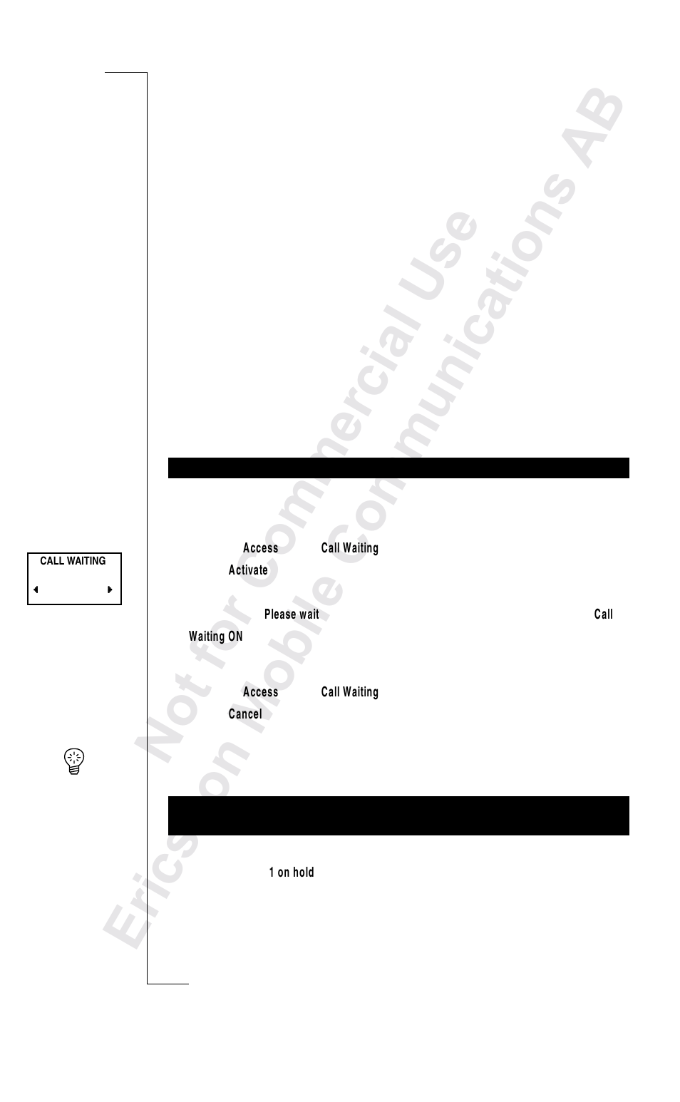 Handling more than one call simultaneously 74, Handling more than one call simultaneously | Ericsson R250s Pro User Manual | Page 77 / 126