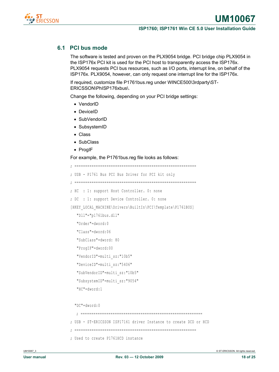 1 pci bus mode | Ericsson UM10067 User Manual | Page 18 / 25