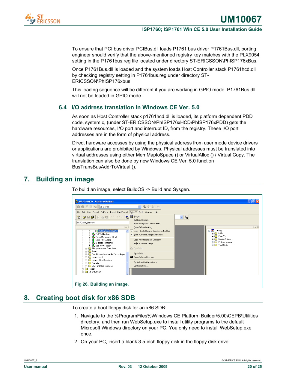 4 i/o address translation in windows ce ver. 5.0, Building an image, Creating boot disk for x86 sdb | Ericsson UM10067 User Manual | Page 20 / 25