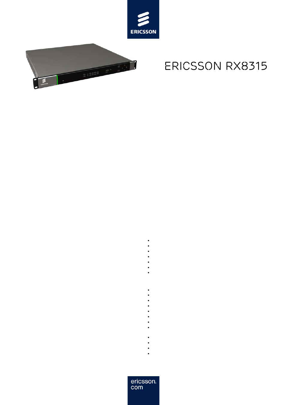Ericsson RX8315 User Manual | 3 pages