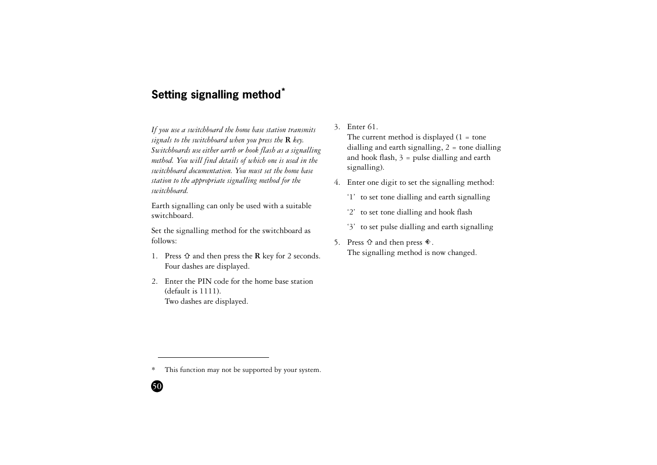 Setting signalling method | Ericsson BS120 User Manual | Page 50 / 66