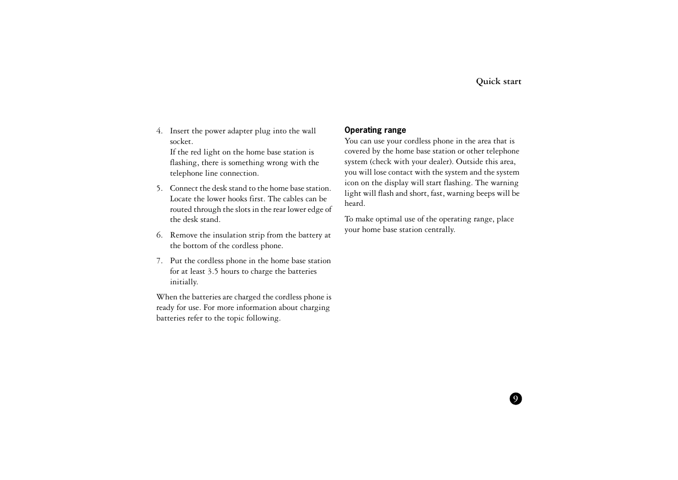 Operating range | Ericsson BS120 User Manual | Page 9 / 66