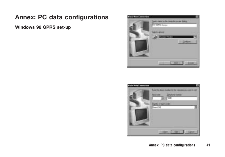 Annex: pc data configurations | Ericsson F221m User Manual | Page 42 / 59