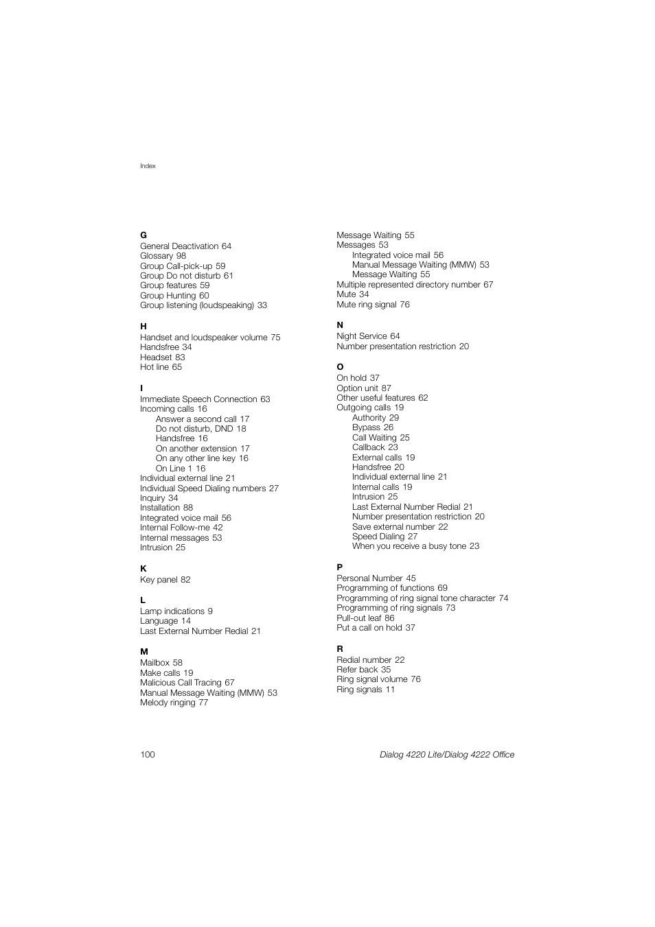 Ericsson DIALOG 4220 User Manual | Page 100 / 102