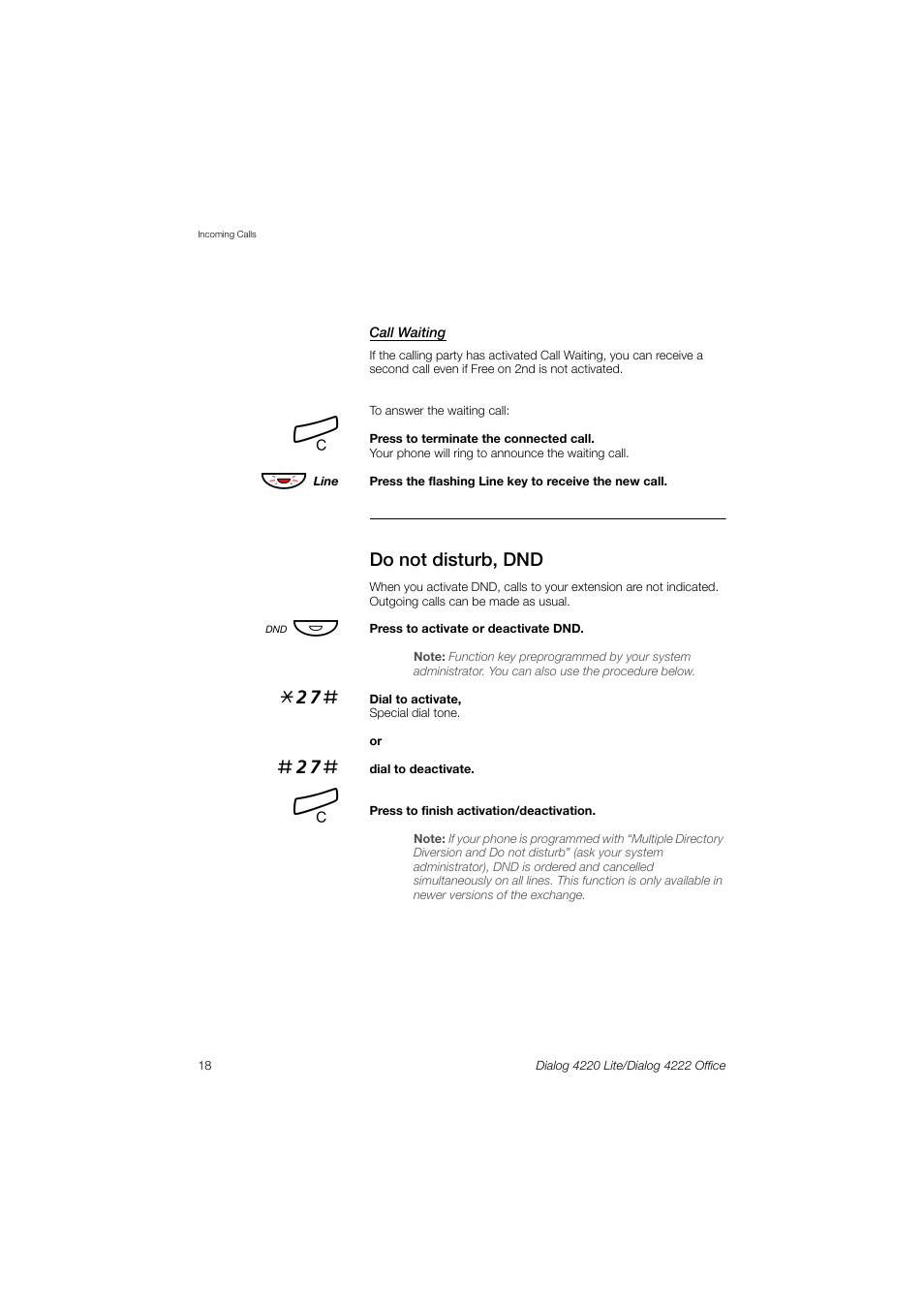 Do not disturb, dnd | Ericsson DIALOG 4220 User Manual | Page 18 / 102