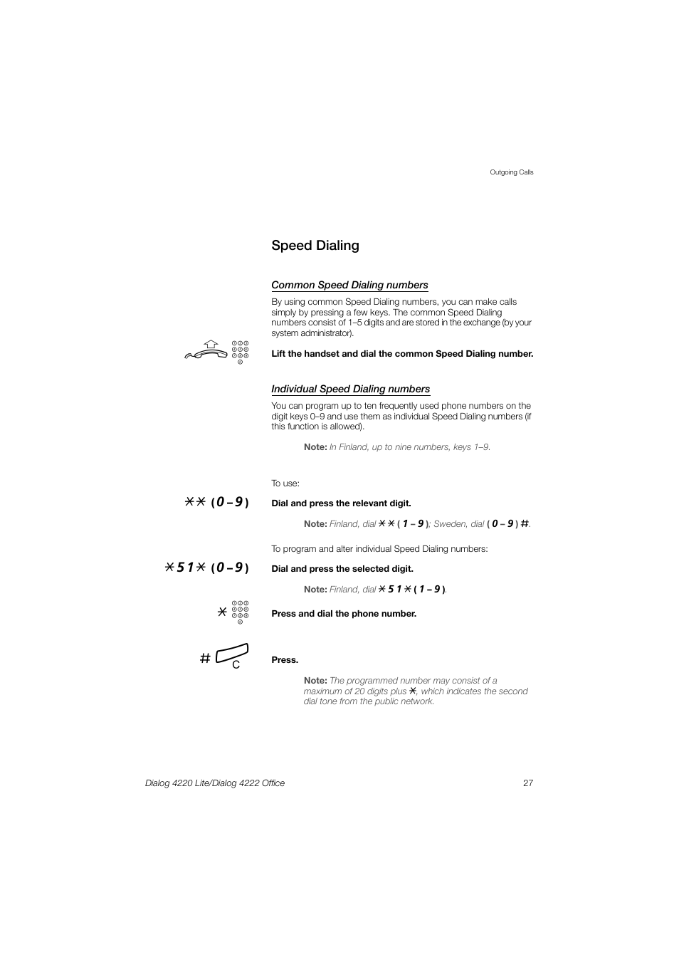 Speed dialing | Ericsson DIALOG 4220 User Manual | Page 27 / 102