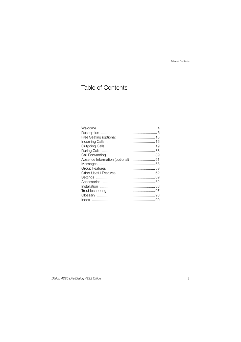 Ericsson DIALOG 4220 User Manual | Page 3 / 102