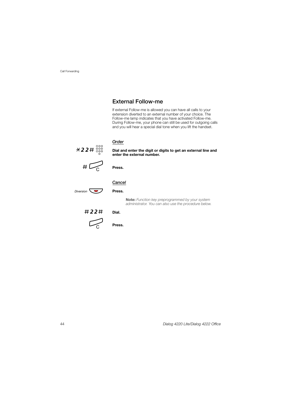 External follow-me, 22# z | Ericsson DIALOG 4220 User Manual | Page 44 / 102