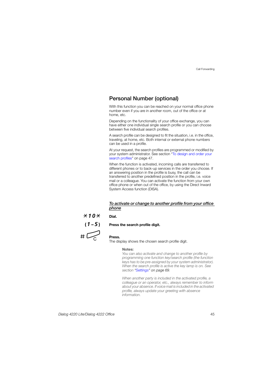 Personal number (optional) | Ericsson DIALOG 4220 User Manual | Page 45 / 102