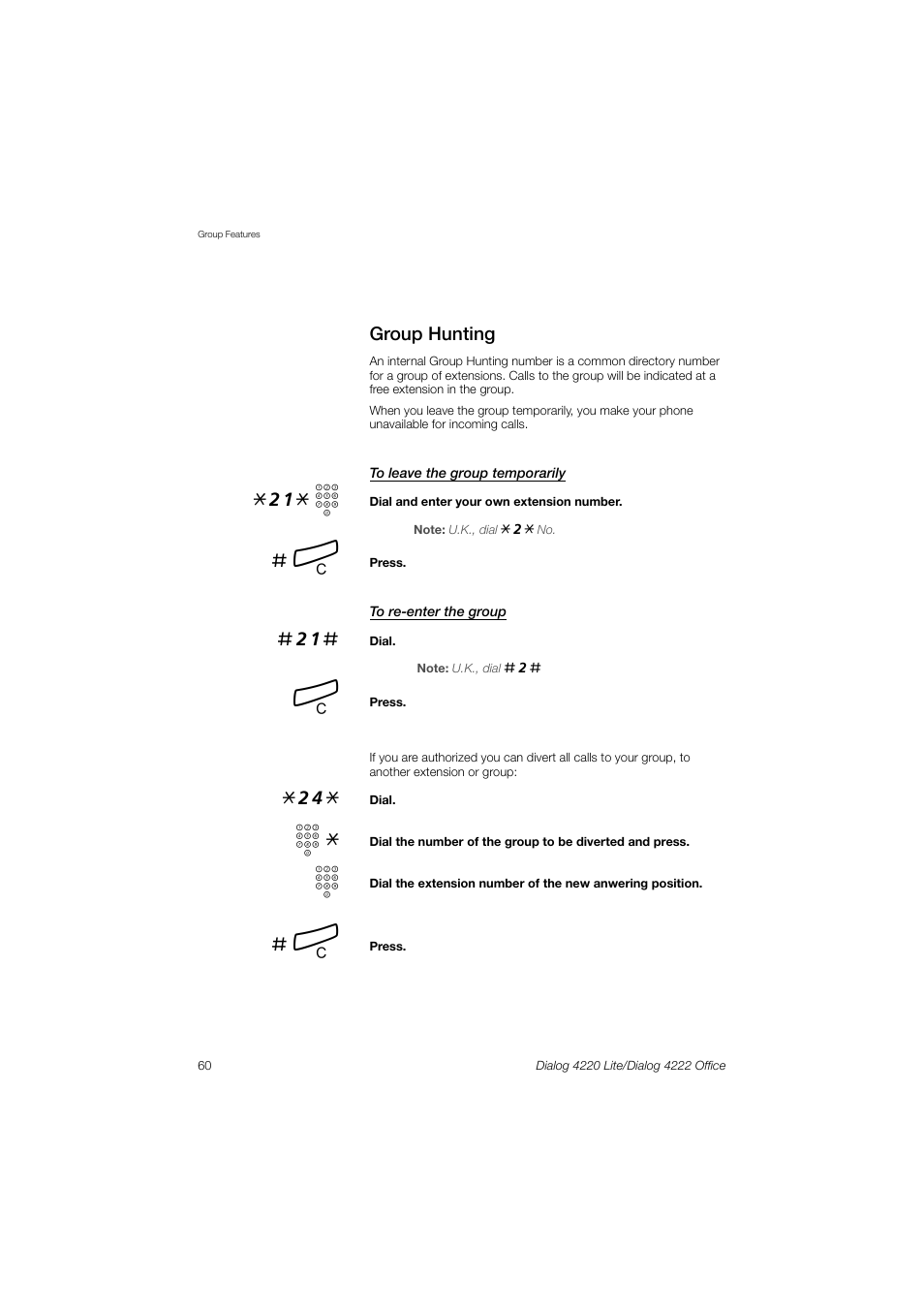 Group hunting, 21* z | Ericsson DIALOG 4220 User Manual | Page 60 / 102