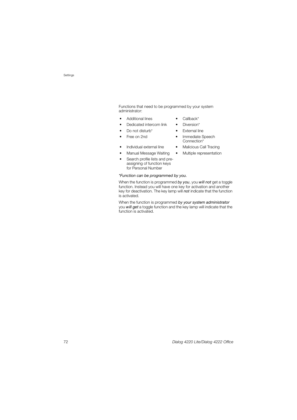 Ericsson DIALOG 4220 User Manual | Page 72 / 102