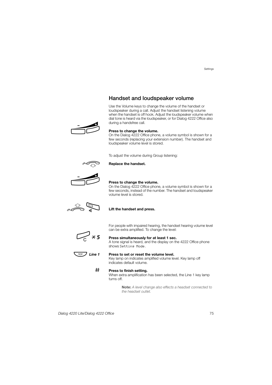 Handset and loudspeaker volume, Í *5 | Ericsson DIALOG 4220 User Manual | Page 75 / 102