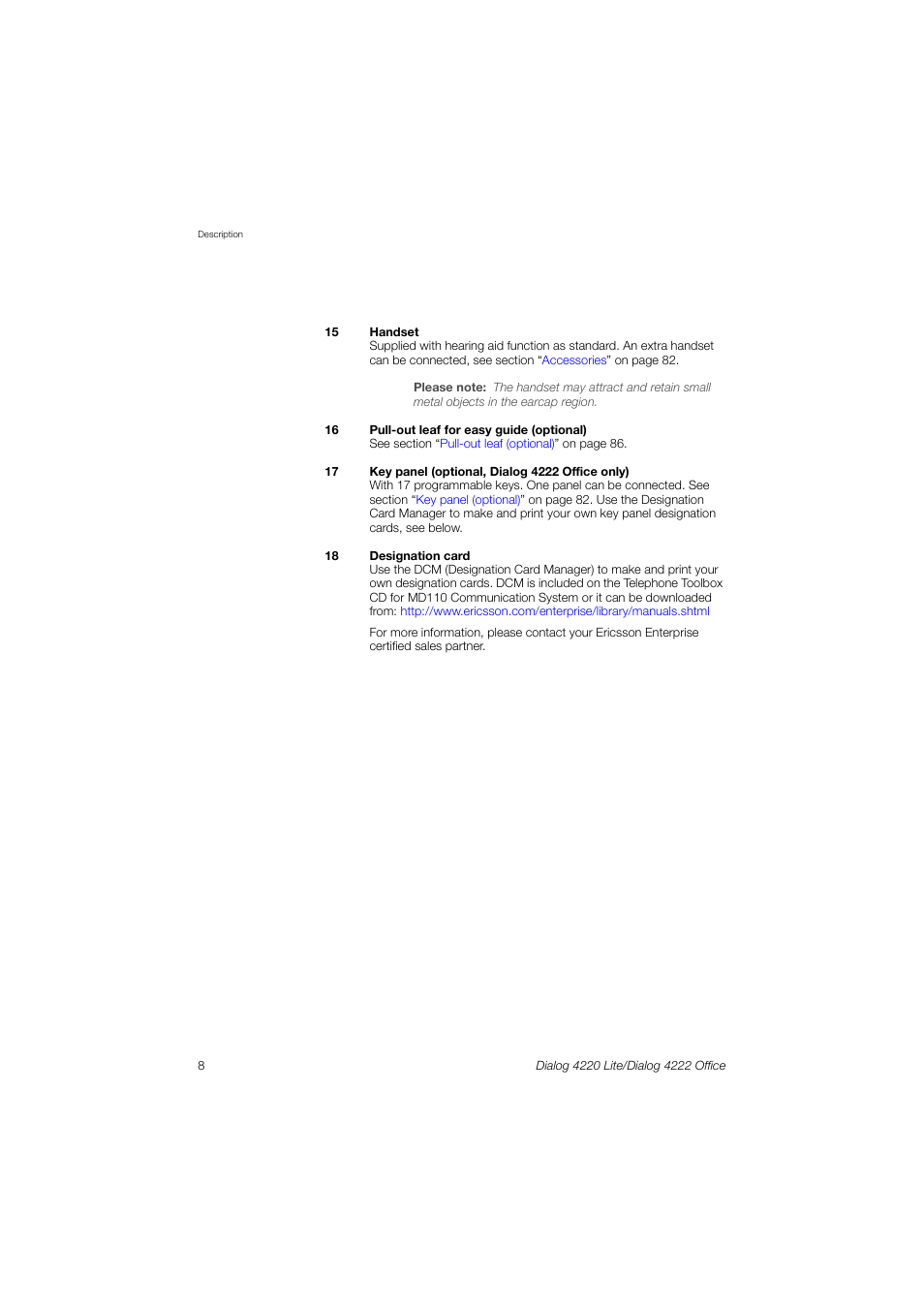 Ericsson DIALOG 4220 User Manual | Page 8 / 102