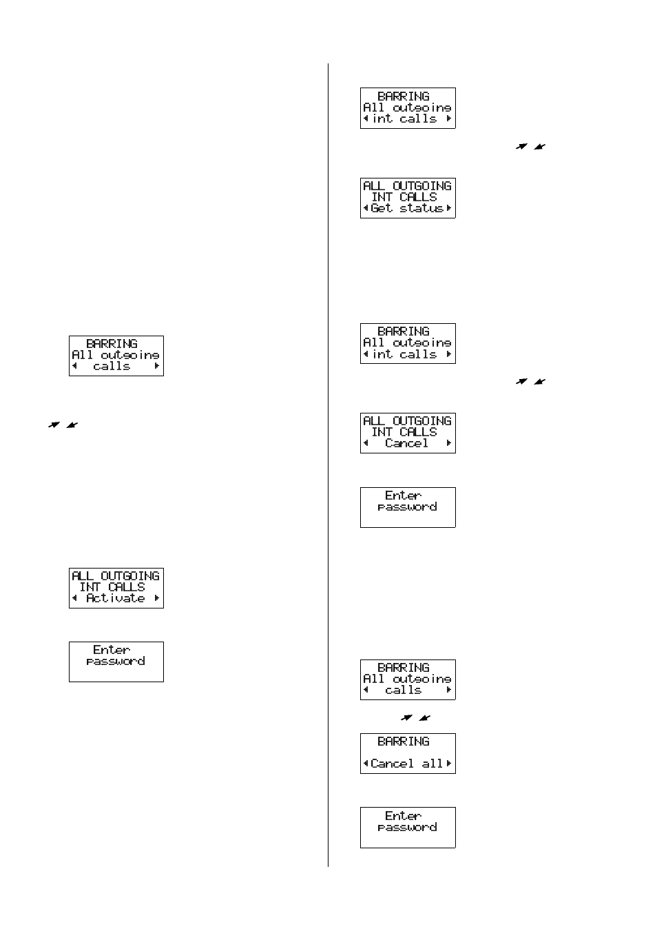 To bar: all outgoing calls - all outgoing calls, To activate a call bar, To review the status of a call bar | To cancel a call bar, To cancel all call bars - cancel all | Ericsson GH388/GF388 User Manual | Page 23 / 51