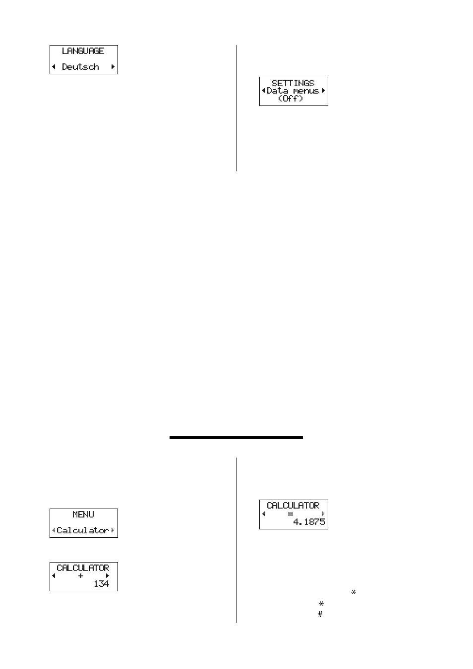 To activate data menus - data menus, The calculator menu, To make a calculation (134 / 32) | Ericsson GH388/GF388 User Manual | Page 29 / 51