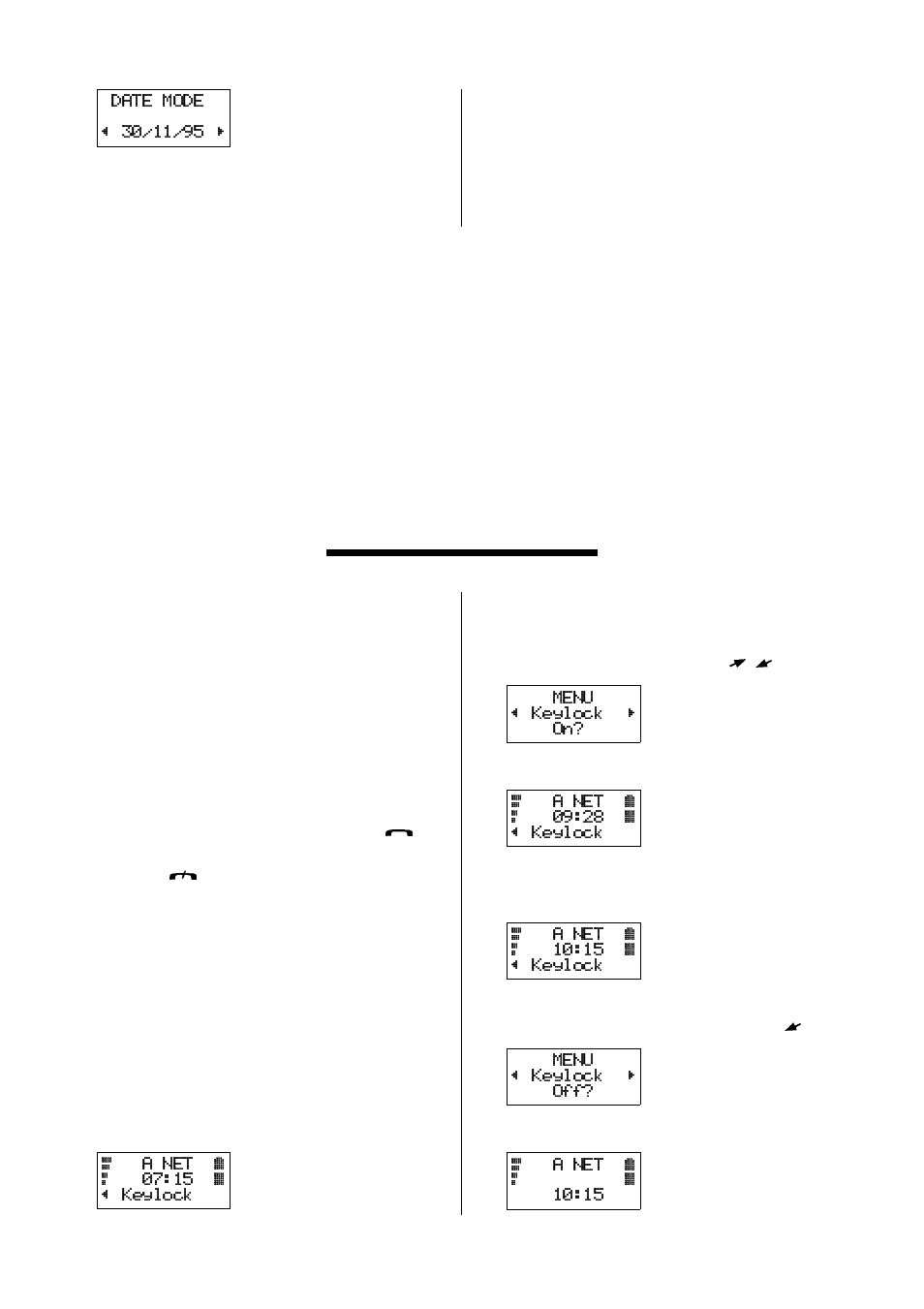 The keylock menu, Automatic or manual key lock, To lock the keypad manually - keylock on | To unlock the keypad manually - keylock off | Ericsson GH388/GF388 User Manual | Page 32 / 51
