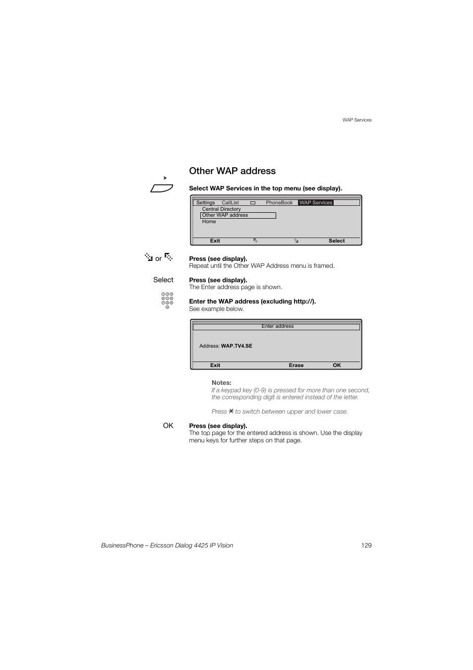 Other wap address | Ericsson IP Vision Dialog 4425 User Manual | Page 129 / 152